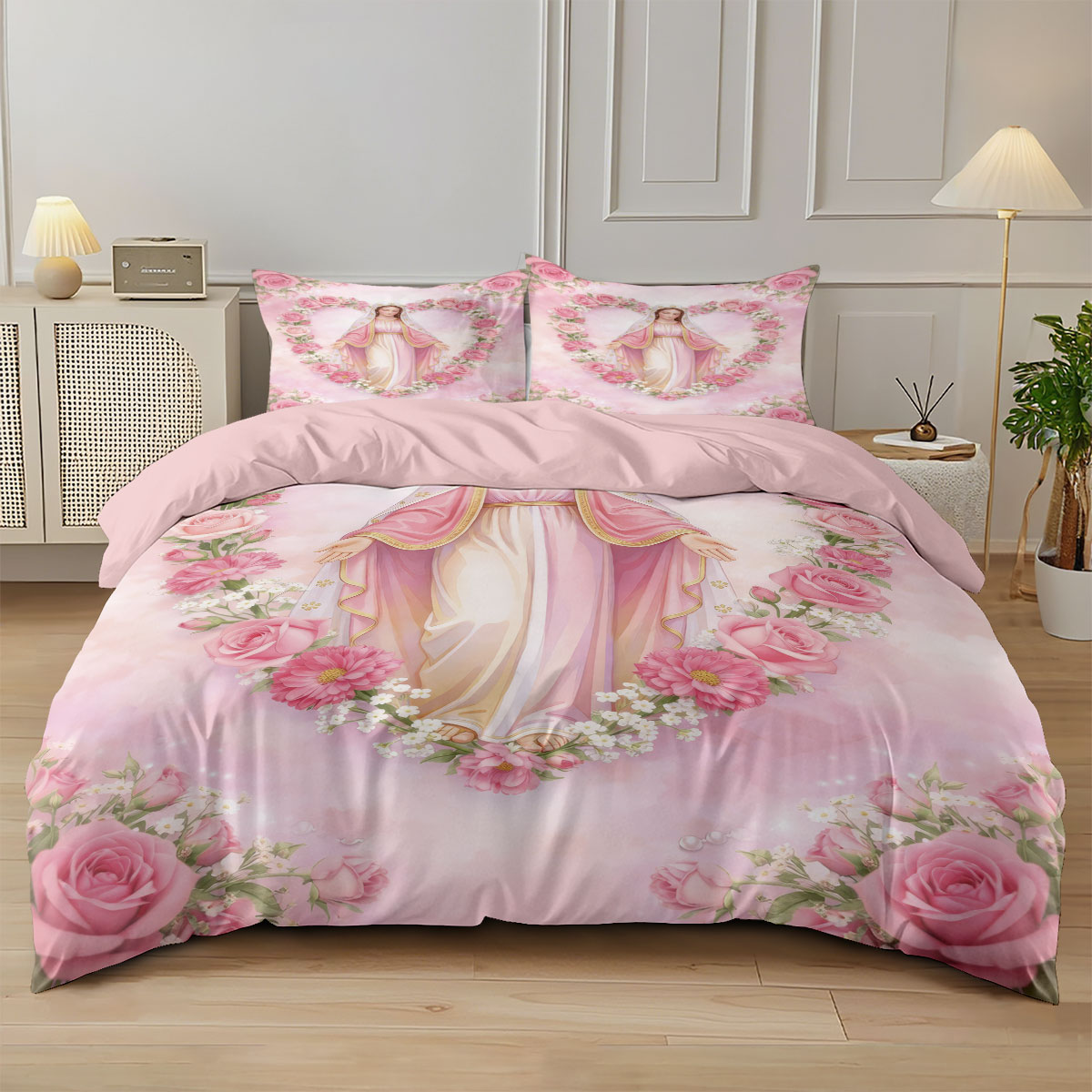 Home Textiles Bedding - 3-teiliges Bettbezug-Set mit Jesus-Bibel-Druck, Kernloses Design,