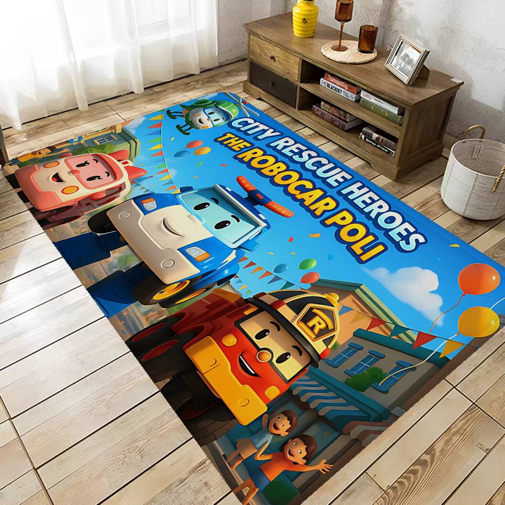 Home Textiles Logo - Robocar P-Polis Logo-Badematte im nordischen Stil,