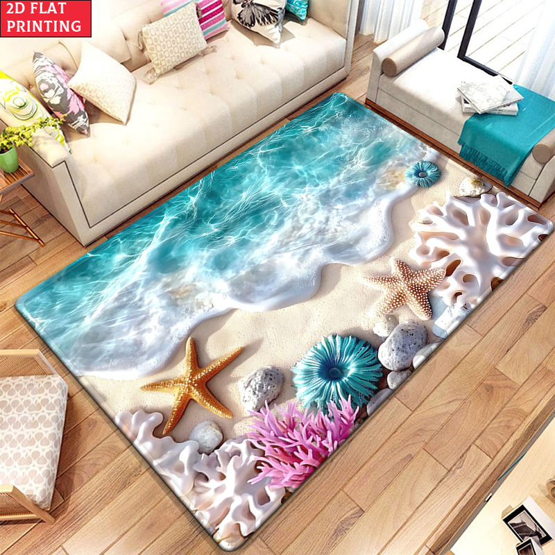 3D Strandwellen Seestern Koral – Home Textiles Rug Bewertung und Preis
